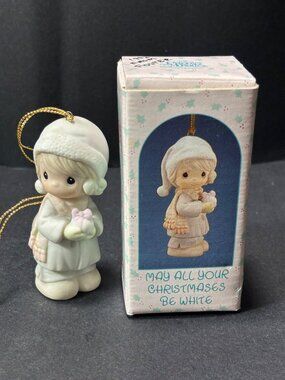 Precious Moments VTG 1992 Christmas Ornament May All Your Christmases Be White"